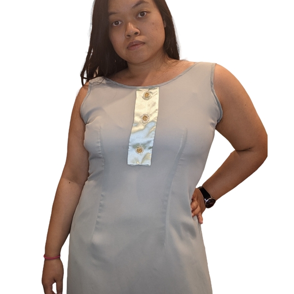 Vintage 90s Diva Sage Green Maxi Dress and Bolero Set Gold Buttons Size S/M - Picture 5 of 11